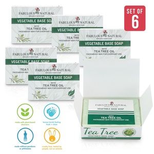 100% Natural Bar Soap - Tea Tree Therapy Eucalyptus Soap Vegetable Base, 6 Pack